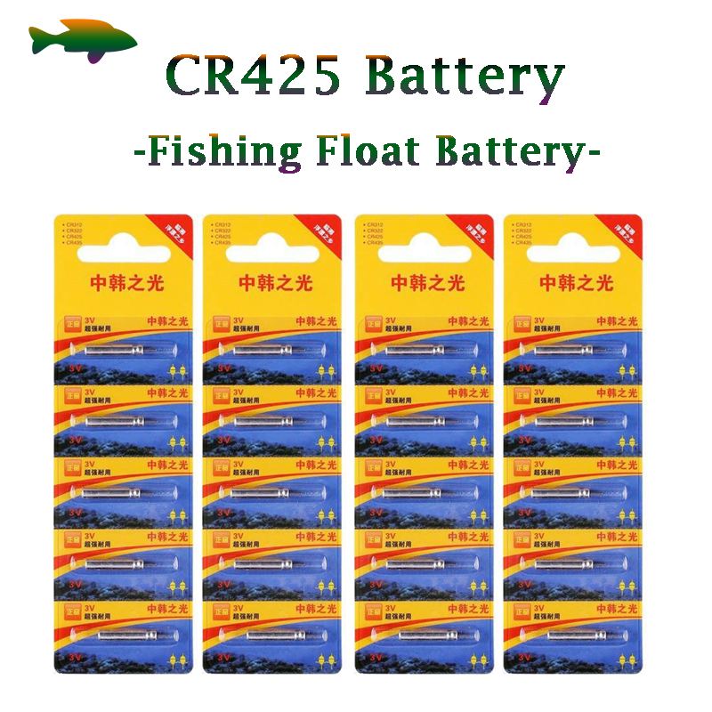 WLPFISHING 20pcs/lot CR425 Batteries Fishing Float Electric Floats 3V Night Light Lithium Pin Cells Battery