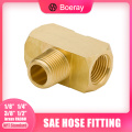 2pcs 1/8" 1/4" 3/8" 1/2" 3 Way Brass Hose Tube Fitting Tee Joint with NPT Female and Male Thread (Model 3600)
