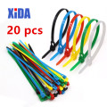 20pcs 5x200 5*200 width 4.8mm White BLack color may loose nylon cable ties slipknot tie Releasing number reusable packaging
