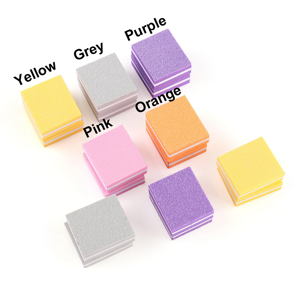 1PC High Elastic Sponge Candy Color Double-Sided Mini Nail Polisher Fine Sanding Polishing Block Nail Files Manicure Trim Tools