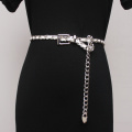 PU leather metal chain women thin belts knitted waist cummerband free size
