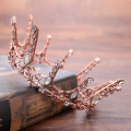 Vintage Baroque Round Crown Bridal Wedding Hair Accessories Crystal Rhinestone Big Hair Jewelry Wedding Pageant King Queen Tiara