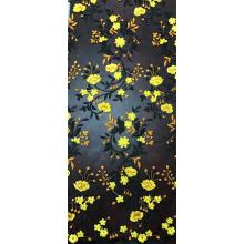 Black Branches And Yellow Flowers Mesh Embroider Fabric
