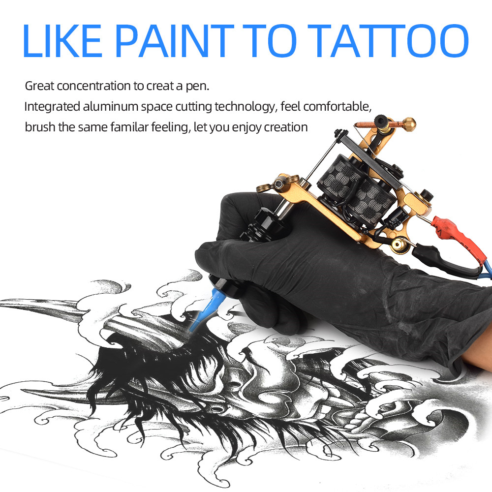 New Wire Cutting 10 Wraps Coil Tattoo Machine Shader Liner Maquina De Tatuagem Tatto Gun Supplies for Tattooist Permanent Makeup