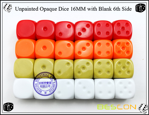 Unpainted Opaque Dice 16MM with Blank 6th Side-7