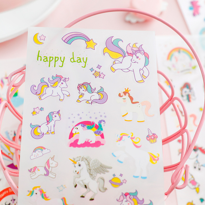 6 Sheets /Pack Unicorn Notebook Album DIY Decoration Stickers