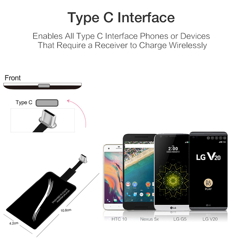 Qi Wireless Charging Receiver Coil For iPhone Samsung Xiaomi Micro USB Type C Mobile Phone QI Induction Charger Pad dock Adapter
