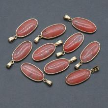 Oval Cherry Quartz Pendant for Making Jewelry Necklace 15x30MM