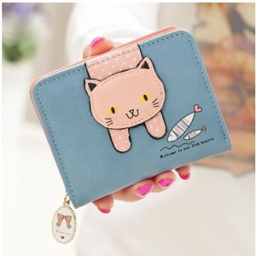 Women Cute Cat Wallet Small Zipper Girl Wallet Brand Designed Pu Leather Women Coin Purse Female Card Holder Wallet Billetera