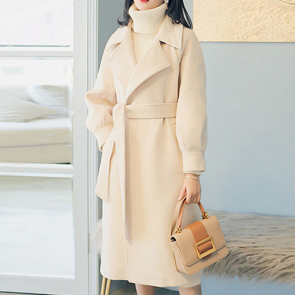 Trench Coat Women 2020 New Style Long Loose Slim Solid Color Single-Breasted Belt Suit Spring Autumn Fashion Elegent Button