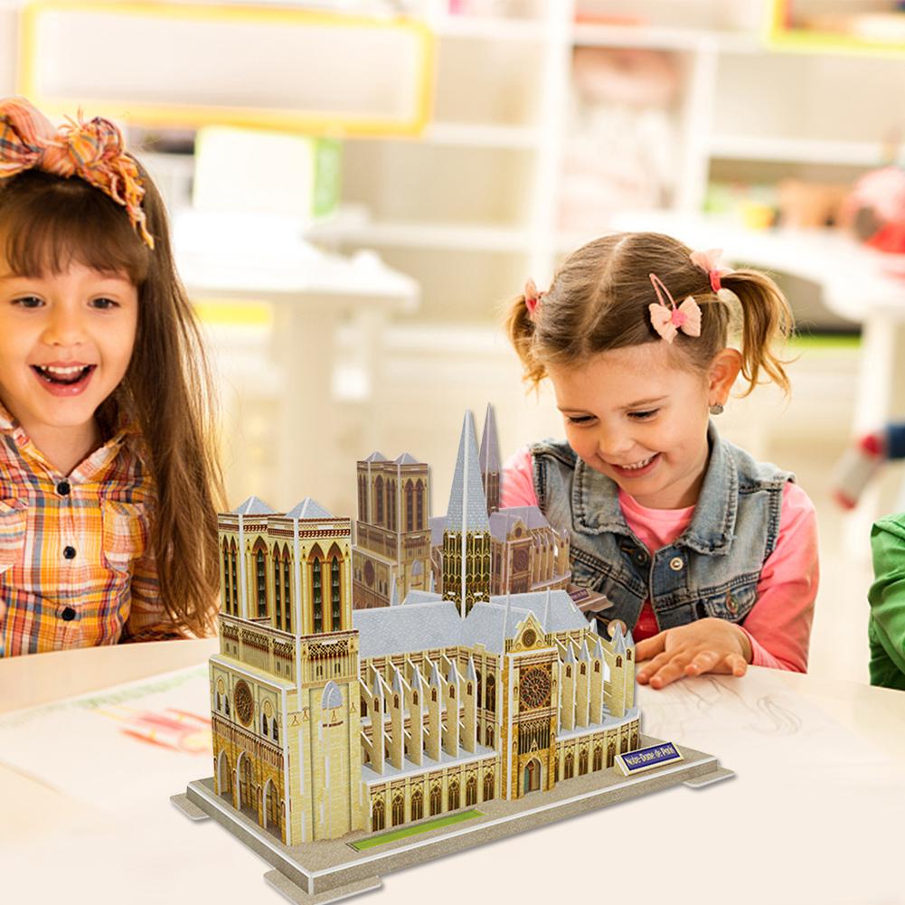 3D Three-dimensional Puzzle Notre Dame Puzzle Children's Puzzle DIY Spell Insert Toy Learning Educational Games Toys