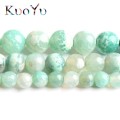 Mint Gree Fire Agates Cracked Onyx Stone Beads Round Loose Beads For Jewelry Making 15'' Strand 6/8/10mm DIY Bracelets Necklaces