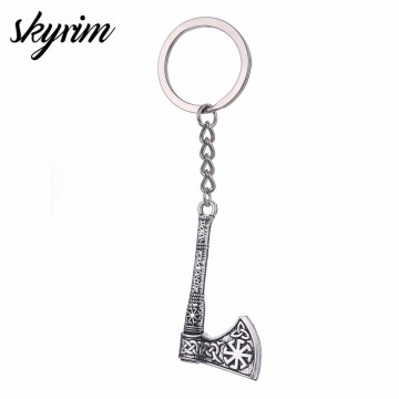 Skyrim Viking Axe Key Chain Trefoil Irish Knot Slavic Wicca Talisman Charm Pendant Keyring Keychain For Men Women Keys Gift