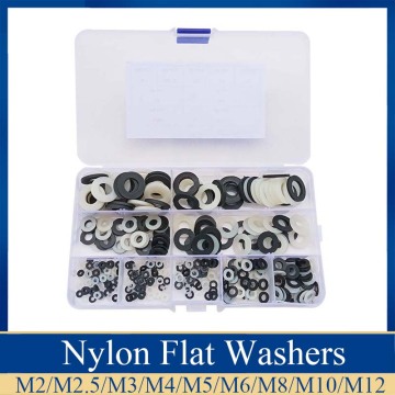 420pcs Nylon Flat Washers Black and White Plastic M2/2.5/3/4/5/6/8/10/12 Gasket Ring Kit insulation