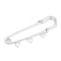 Fashion Iron Based Alloy Safety Pin Brooches Connectors Jewelry DIY Findings Gold silver color 3 Loops 50mm x 17mm, 10 PCs