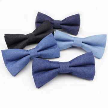 Solid Color Cotton Bow Tie Flexible Denim Bowtie Smooth Necktie Soft Butterfly Decorative Pattern Ties