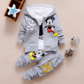 Children New Boys Clothing Set Autumn Winter 3 Piece Sets Hooded Coat Suits Fall Cotton Kids Baby Boys Gray Red Clothes Mickey