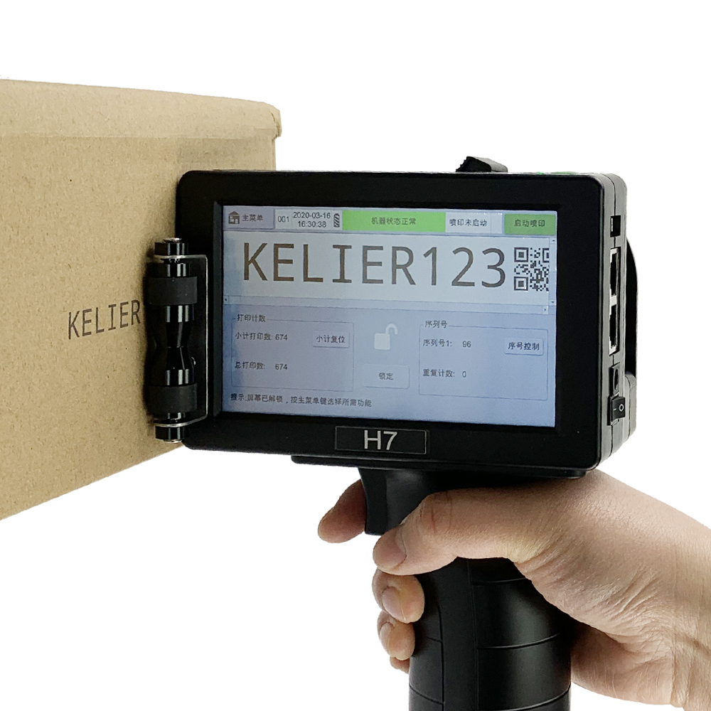 Kelier Handjet Logo Small Inkjet Printer H7X For Variable Data, Barcode, QR Code, Date Can Print 1mm-12.7mm