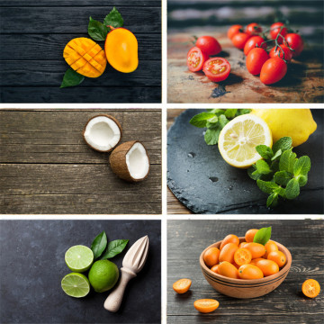 Nitree Vinyl Photography Props Backdrop Wood Grain Wood Floor Fresh Fruit Coconut Food photography Background