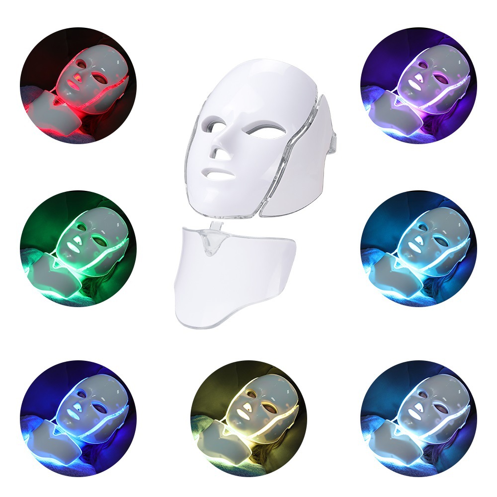 Electric LED Facial Mask Therapy 7 Colors Face Neck Mask Machine Photon Therapy Light Skin Care Wrinkle Acne Removal Face Beauty