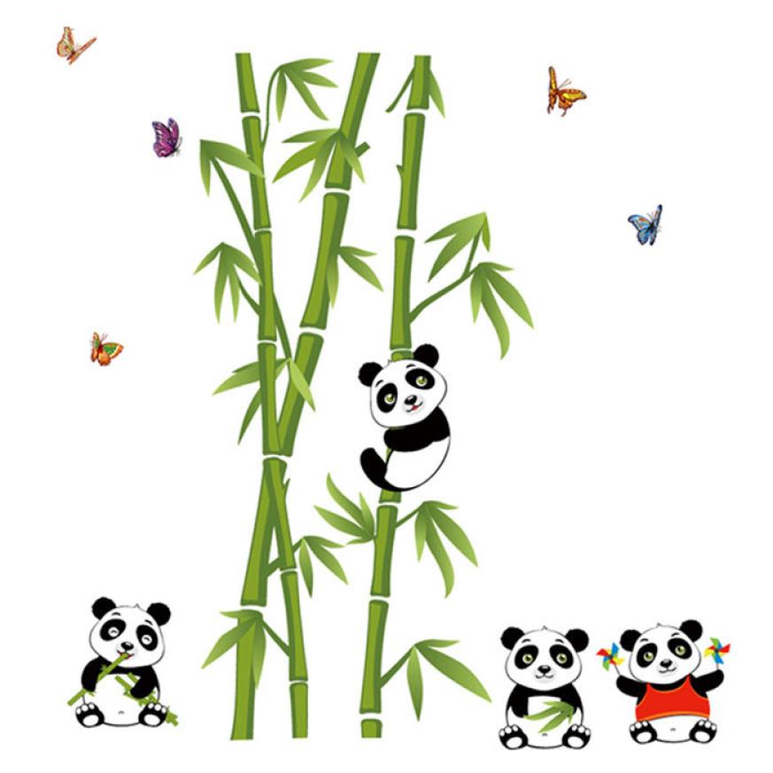 Green Bamboo Panda Forest Wall Stickers Vinyl Material Decorative Mural Art for Living Room Cabinet Decoration Home Decor D35M31