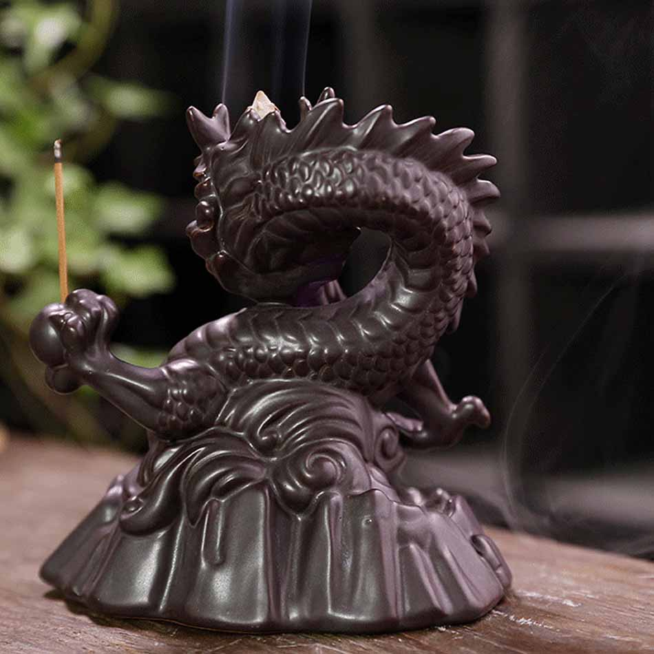 7 color Crystal ball Dragon Incense Burner Ceramic Backflow ncense holder Creative Smoke Waterfall Incense Holder Home Decor