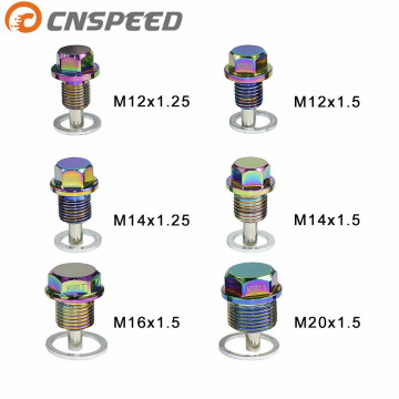 CNSPEED M20 M16 M14 M12*1.5 / 1.25 Aluminum Neo Chrome Magnetic Oil Drain Plug Oil Drain Bolt Oil Sump drain plug nut YC100281