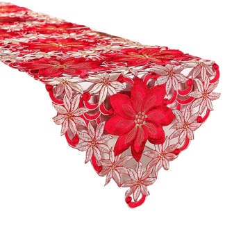 Double Thickness Rustic Embroidered Floral Table Runners Christmas Decorations