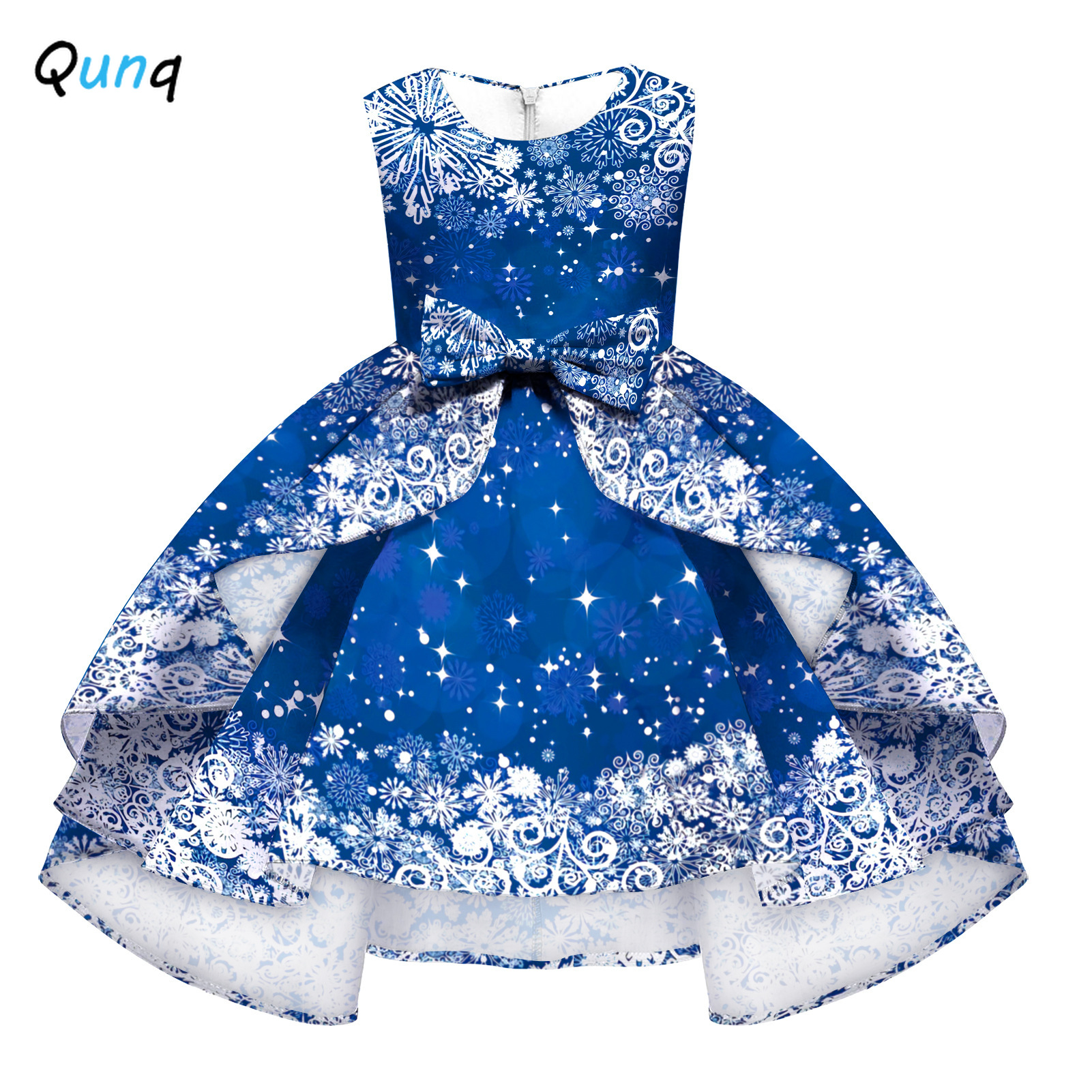 Christmas Girl Dress Digital Print Snowflake Plaid Pattern Kids Party Dresses for Girl Toddler Teen Children Princess Clothing