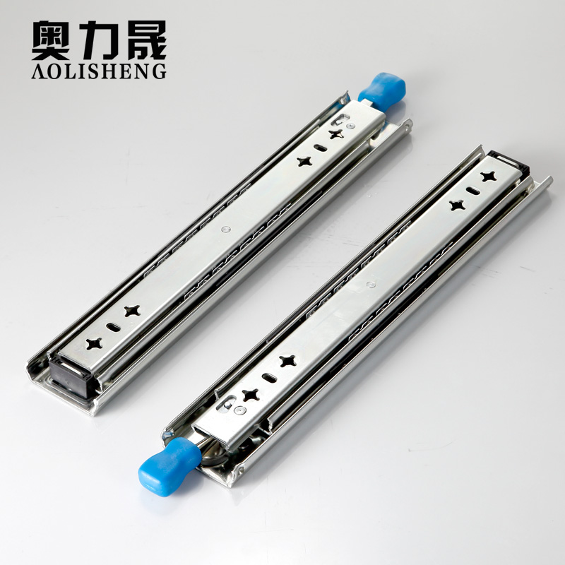 AOLISHENG Drawer Runners With Lock Ball Bearing Three Fold Full Extension Heavy Duty Slide Rail