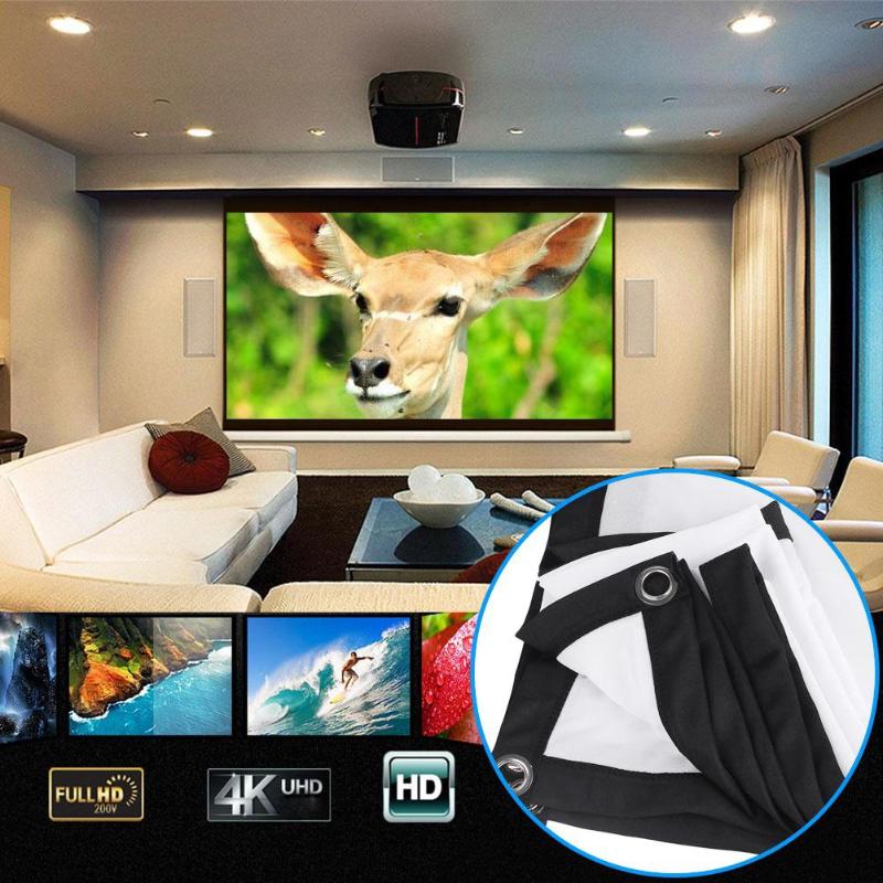 3D HD Wall Mounted Projection Screen Canvas LED Projector high Brightness 120 inch-60inch for Home Theater