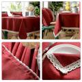 Linen Tablecloth Cotton Solid Color Hotel Picnic Table Rectangular Table Covers Home Dining Tea Table Decoration Lace Tassel