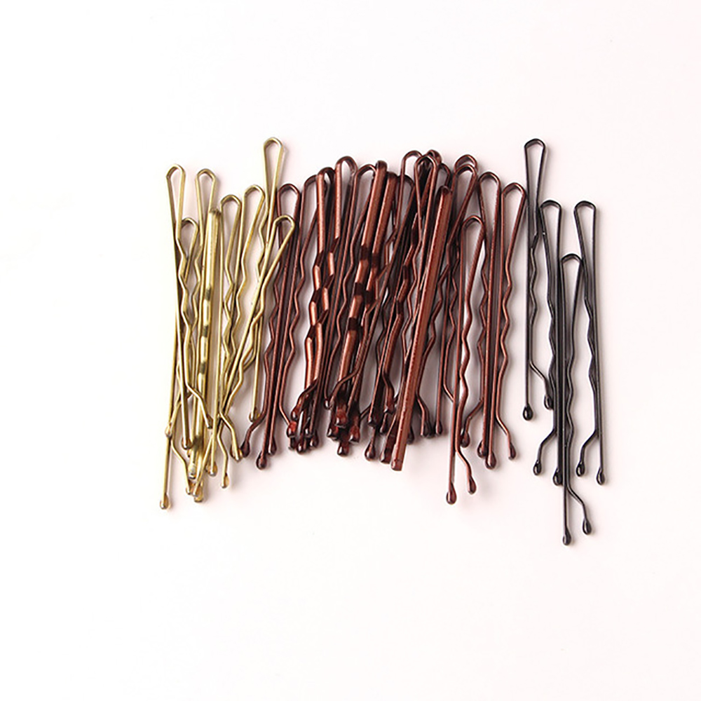 100pcs/bag 5cm Alloy Bobby Pins Curly Wavy Hair Clips Barrettes Invisible Girls Hairpins Wedding Party Hair Styling Accessories