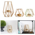 3D Geometric Dinner Candle Holder Candlestick Metal Wire Tea Light Candle Holder for Home Wedding Party Church Decor