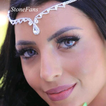 Stonefans Bohemian Bridal Rhinestone Hair Chain Headpiece for Women Water Drop Pendant Crystal Forehead Chain Headband Jewelry