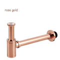 High Quality Brass Body Basin Wast Drain Wall Connection Plumbing P-traps Wash Pipe Bathroom Sink Trap Black/Brushed Gold/Chrome