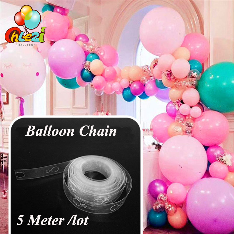 5M Plastic Balloon Chain PVC Rubber Wedding Party Birthday Balloons Backdrop Decor Balloon Chain Arch 410 Holes DIY decoration