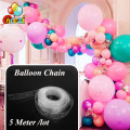 5M Plastic Balloon Chain PVC Rubber Wedding Party Birthday Balloons Backdrop Decor Balloon Chain Arch 410 Holes DIY decoration