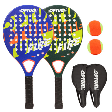 OPTUM Fire Carbon Fiber Junior Beach Tennis Racquet set (2 Rackets, 2Balls, 2 Cover Bags) Light Racket For Young