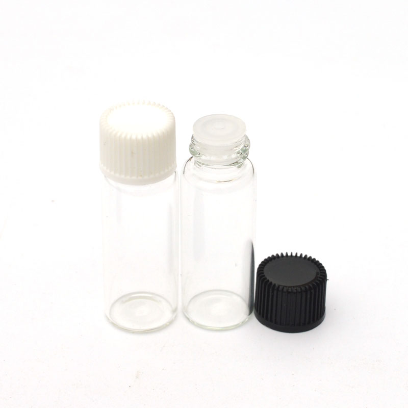 10pcs Hot Small Clear Glass Bottle with Orifice Reducer and Cap Essential Oil Mini 5ml Bottle