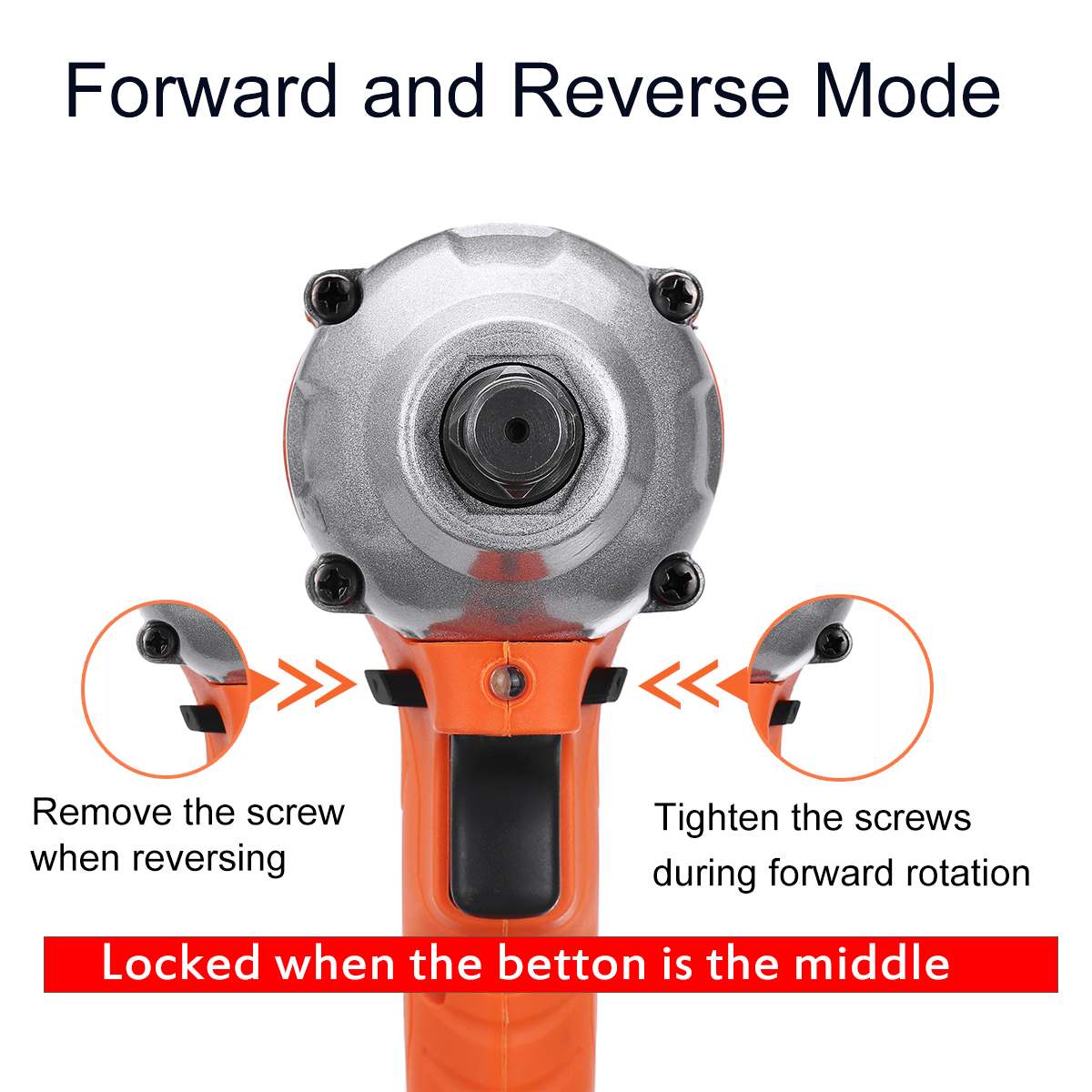 Electric Brushless Impact Wrench Cordless 1/2 Socket Wrench Power Tool Rechargeable Electric Wrench with 2 Battery