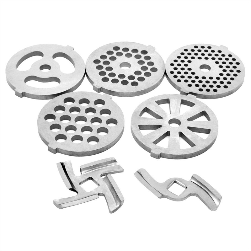 Meat grinder knife 7 Piece Stainless Steel Meat Grinder Plates Discs and Blade for Food Chopper and Meat Grinder Machinery Parts