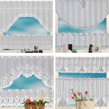 2PCS European White Lace Translucent Coffee Cafe Window Tier Curtain Set Kitchen Dining Room Bedroom Curtains Home Decor