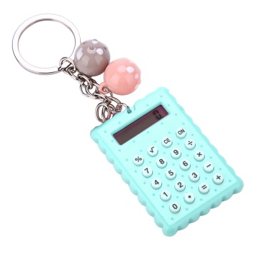 Mini Calculator Cute Cookies Style Key Chain Design Silicone Button Calculator Candy Color 8-Bit Display Pocket Calculator