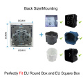 EU DIY Black Crystal Glass Push Button Reset Curtain USB Cat 6 EU French Switch Socket Round Back Wallpad L6 Fit EU Box