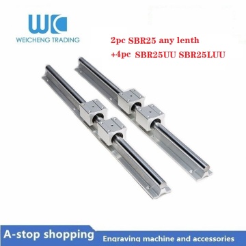 2pcs SBR25 25mm width long 100mm to 1150mm Support Linear Guide Rail + 4pcs SBR25UU Linear Bearing Sliding blocks CNC Router