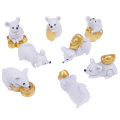 Figurines Miniatures 8pcs/set Rich Rat Mouse Resin Bonsai Animals Home Decoration Accessories Crafts Figurines DIY Resin Gift
