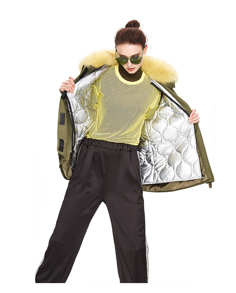 Winter Clothing Ladies Solid Color Loose Parka Jacket