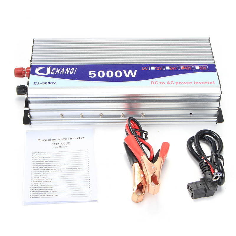 Inverter 12V/24V/48V 220V 5000W 10000W Peak- Modified Sine Wave Power Voltage Transformer Inverter Converter + LCD Display