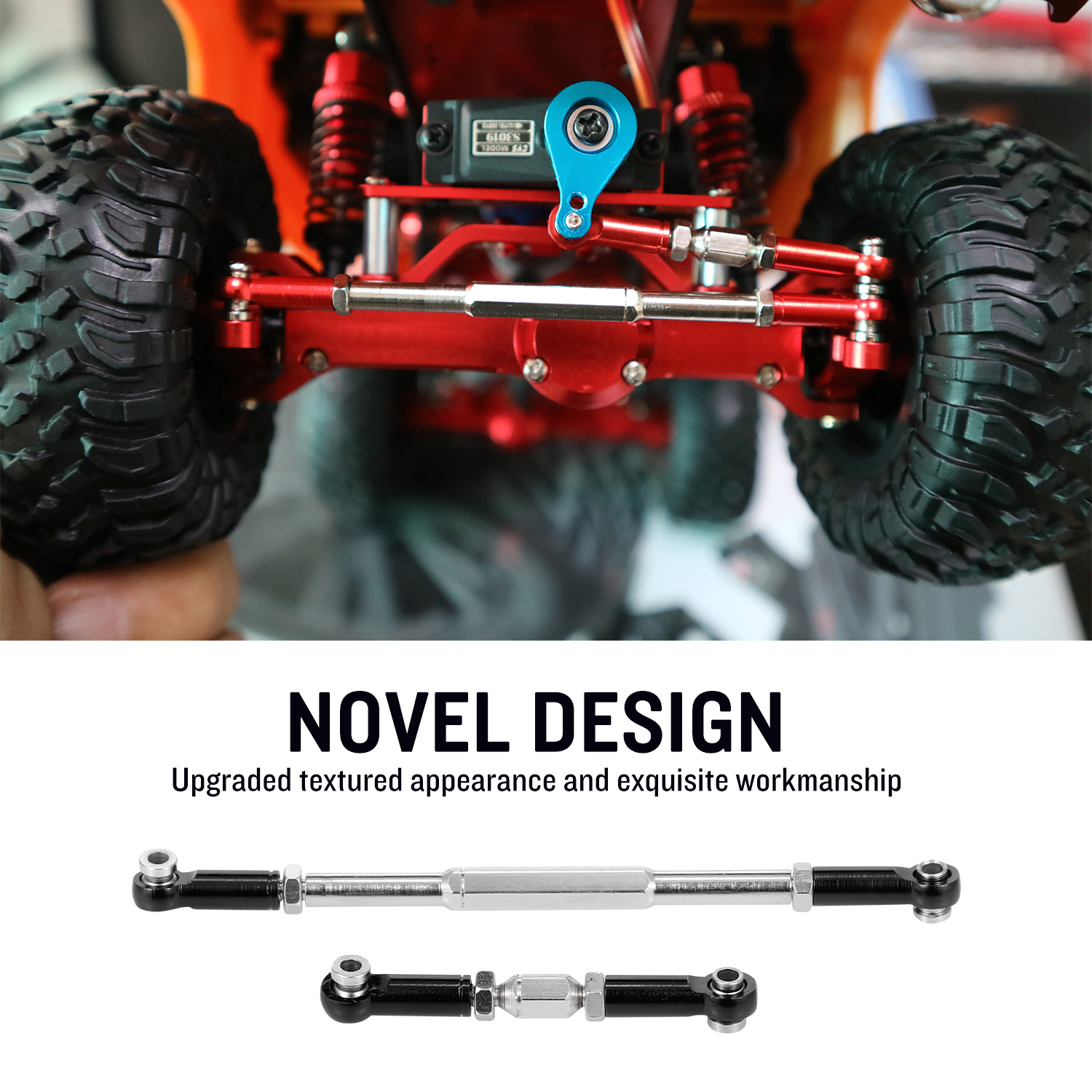 GOOLRC Metal Adjustable Steering Linkage Servo Link Pull Rod Turnbuckle for D90 MN-90 MN-99 MN-91 FJ-45 RC Car 1/12 Rock Crawler